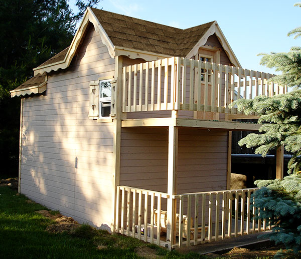 image of playhouse with deck