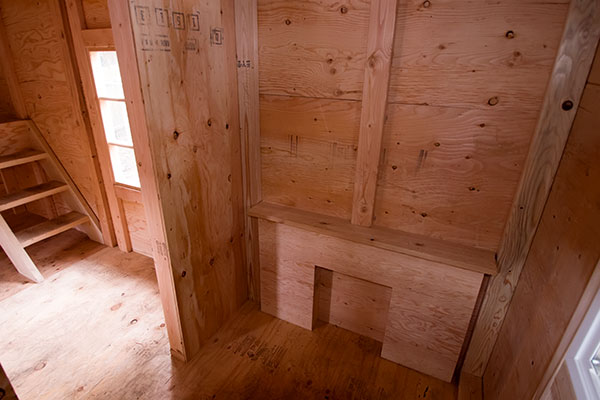 decorative fireplace in the heritage playhouse