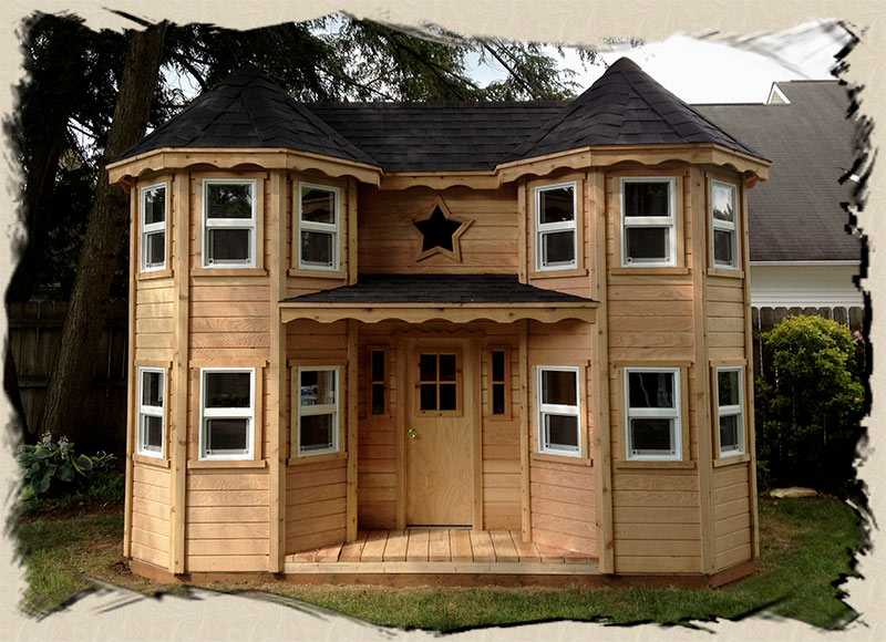 Victorian Castle outdoor playhouse with turrets